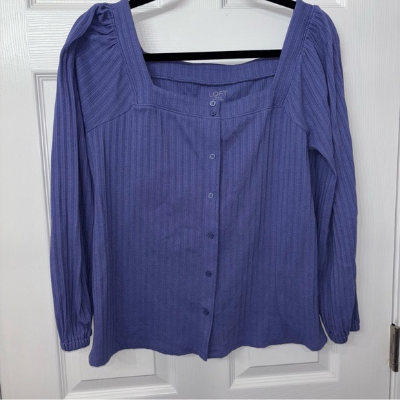 LOFT, Purple Structured Blouse, Size Medium - Picture 1 of 5